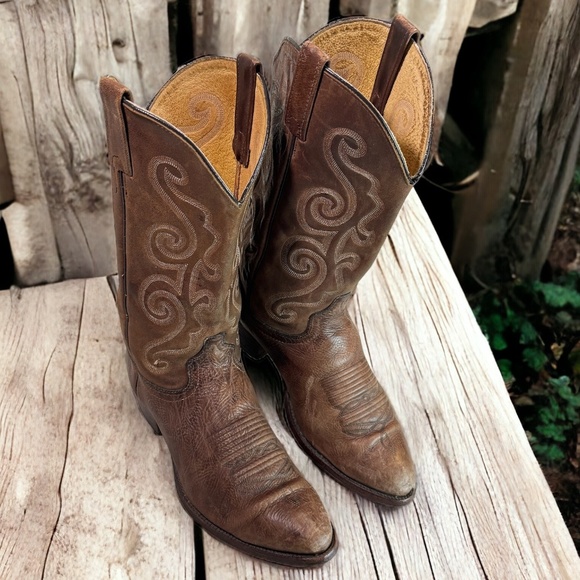 Bottes western cowboy homme J. Chisholm noir classique cuir brodé